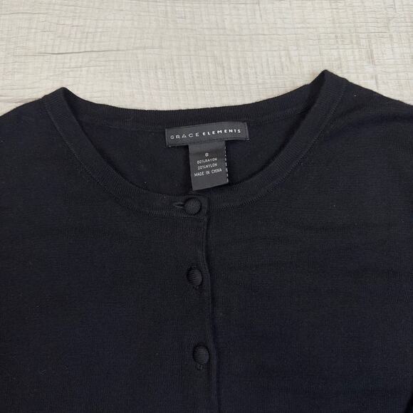 Grace Elements Black Tank & Sweater Lot WMNS Small 3/4 Sleeve Button Up Rayon - Picture 4 of 16